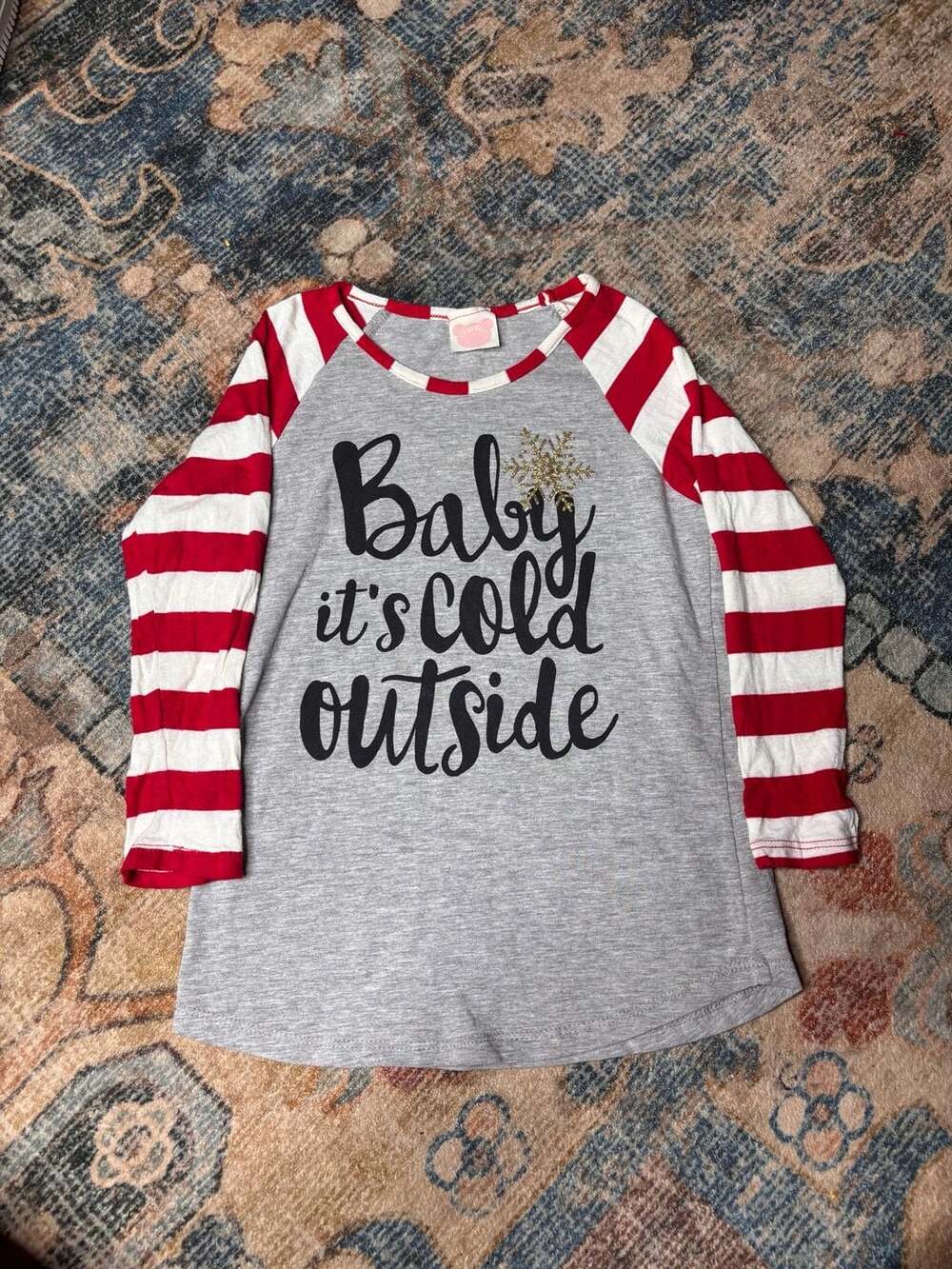 Color Bear Baby It's Cold Outside Christmas Raglan Long Sleeve Shirt